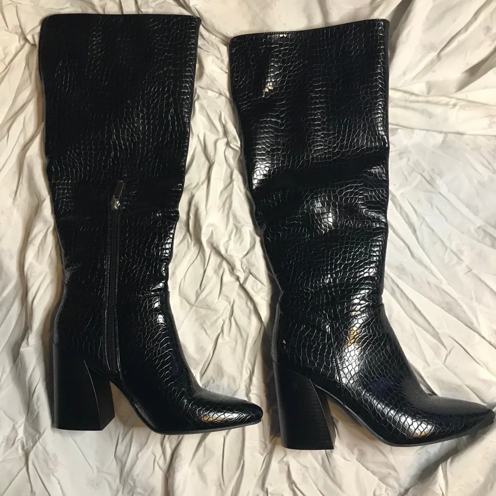 Knee High FAUX Alligator / Leather Boots